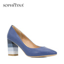 SOPHITINA Genuine Leather Woman Pumps Colorful Square Heels High Quality Sheepskin Sexy Pointed Toe Shoes Party Office Lady D24 JadeMoghul Inc. 