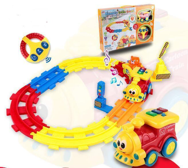 Sound RC Trains Glowing Toys Hobbies Baby Electric Remote Control Track Small Train Model Cartoon Children Toy For Boys Girls AExp