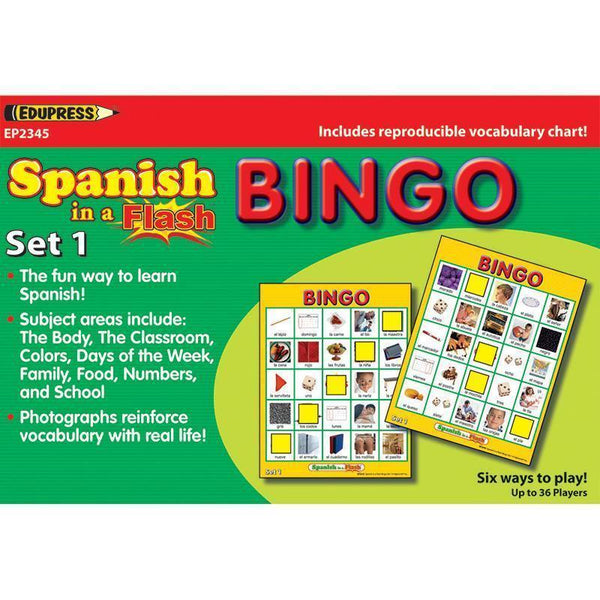 SPANISH IN A FLASH BINGO SET 1-Learning Materials-JadeMoghul Inc.