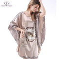SpaRogerss Nightgowns Sleepshirts 2017 Plus Size Silk Lady Sleepwear Dressing Gown Female Home Brand Bathrobe Intimissimi YT7348 AExp