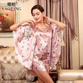SpaRogerss Nightgowns Sleepshirts 2017 Plus Size Silk Lady Sleepwear Dressing Gown Female Home Brand Bathrobe Intimissimi YT7348 AExp