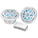 Speakers Poly-Planar MA-OC6 6.5" Round Waterproof Blue LED Lit Speaker - White [MA-OC6] Poly-Planar