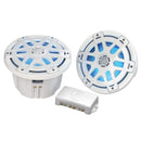 Speakers Poly-Planar MA-OC8 8" Round Waterproof Blue LED Lit Speaker - White [MA-OC8] Poly-Planar