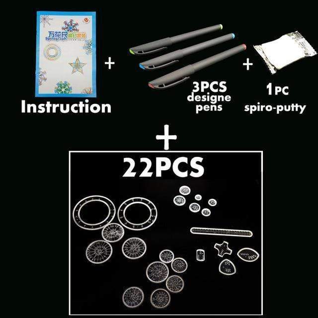 Spirograph Drawing toys set 20 Accessories Creative Draw Spiral Design Interlocking Gears & Wheels,Creative Drawing For children