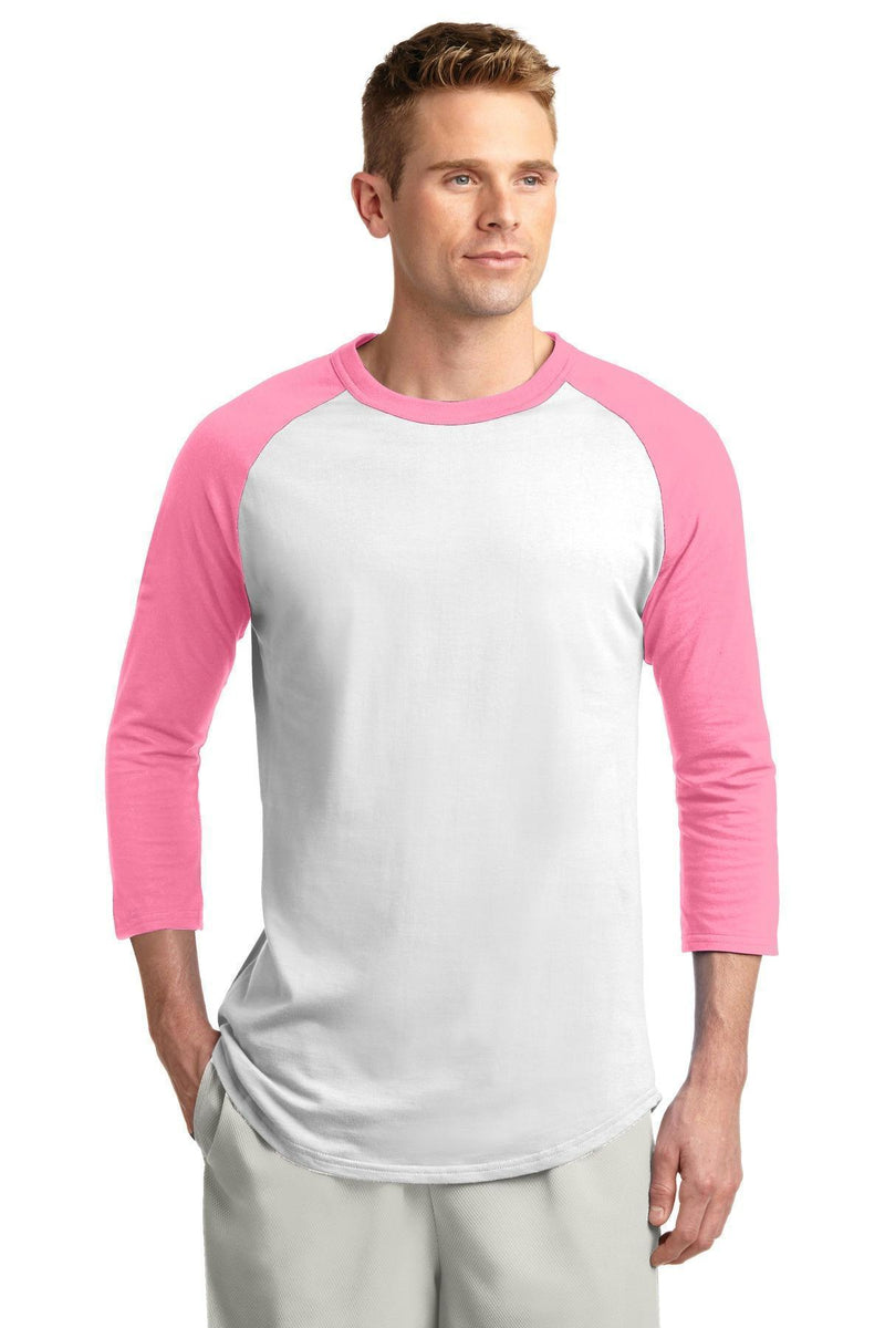 Sport-Tek Colorblock Raglan Jersey. T200-T-shirts-White/ Bright Pink-6XL-JadeMoghul Inc.