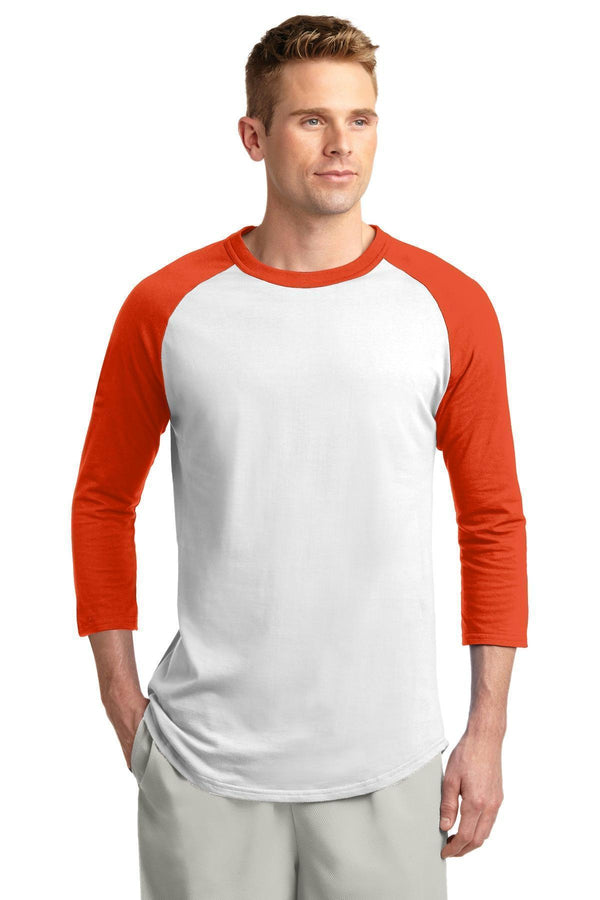 Sport-Tek Colorblock Raglan Jersey. T200-T-shirts-White/Deep Orange-6XL-JadeMoghul Inc.