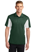 Sport-Tek Side Blocked Micropique Sport-Wick Polo. ST655-Polos/knits-Forest Green/White-6XL-JadeMoghul Inc.