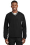 Sport-Tek Tipped V-Neck Raglan Wind Shirt. JST62-Activewear-Black/White-6XL-JadeMoghul Inc.
