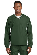 Sport-Tek Tipped V-Neck Raglan Wind Shirt. JST62-Activewear-Forest Green/White-6XL-JadeMoghul Inc.