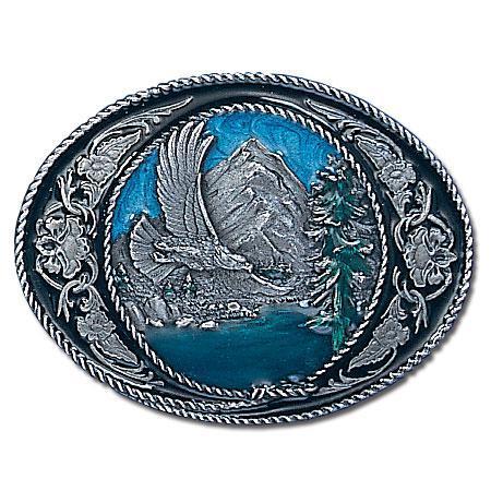 Sports Accessories - Eagle/Western Scroll Enameled Belt Buckle-Jewelry & Accessories,Buckles,Enameled Buckles,-JadeMoghul Inc.