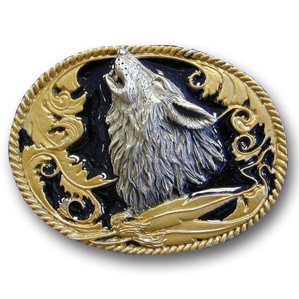Sports Accessories - Howling Wolf Vivatone Belt Buckle-Jewelry & Accessories,Buckles,Enameled Buckles,-JadeMoghul Inc.