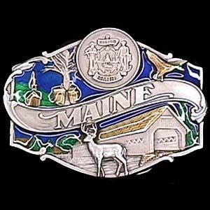 Sports Accessories - Maine split image Enameled Belt Buckle-Jewelry & Accessories,Buckles,Enameled Buckles,-JadeMoghul Inc.