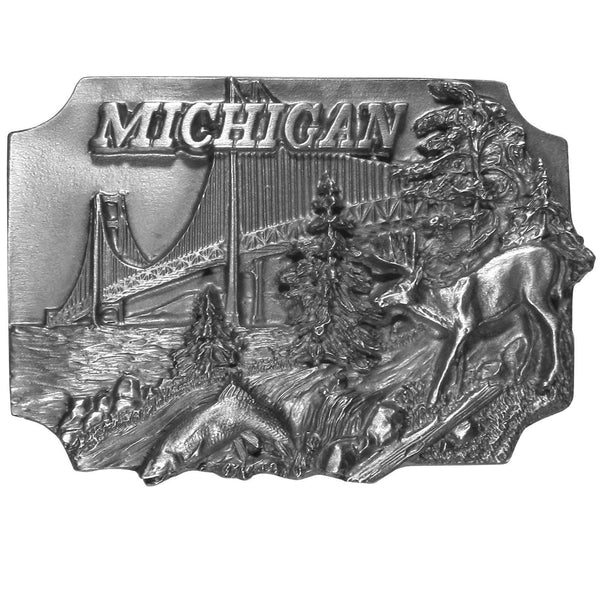 Sports Accessories - Michigan Antiqued Belt Buckle-Jewelry & Accessories,Buckles,Antiqued Buckles-JadeMoghul Inc.