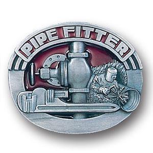 Sports Accessories - Pipe Fitter Enameled Belt Buckle-Jewelry & Accessories,Buckles,Enameled Buckles,-JadeMoghul Inc.