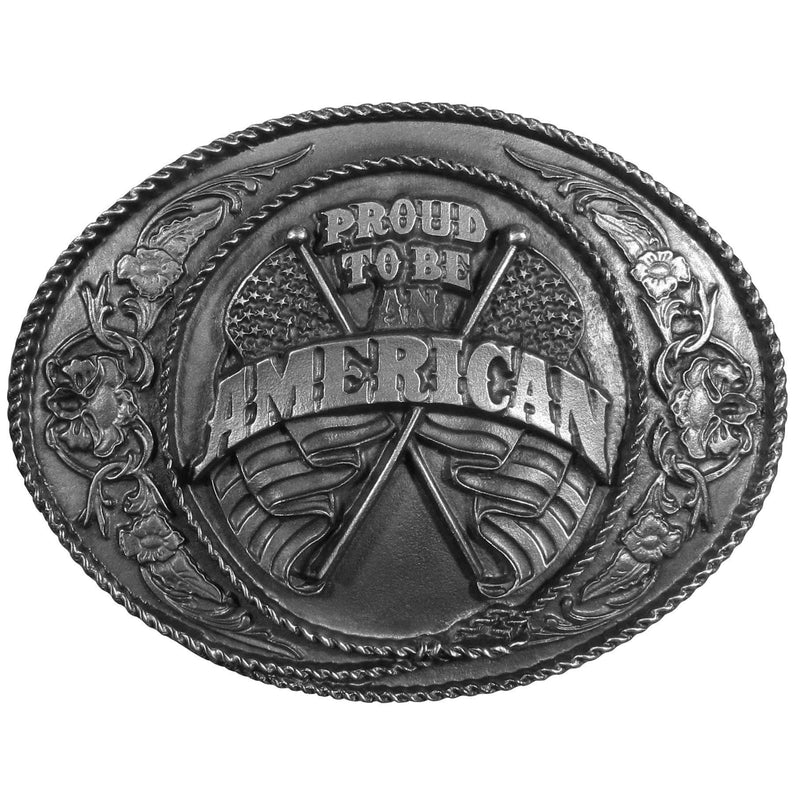 Sports Accessories - Proud to be an American Antiqued Belt Buckle-Jewelry & Accessories,Buckles,Antiqued Buckles,-JadeMoghul Inc.