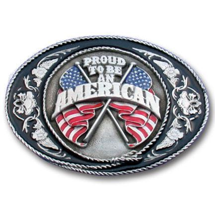 Sports Accessories - Proud To Be An American Enameled Belt Buckle-Jewelry & Accessories,Buckles,Enameled Buckles,-JadeMoghul Inc.