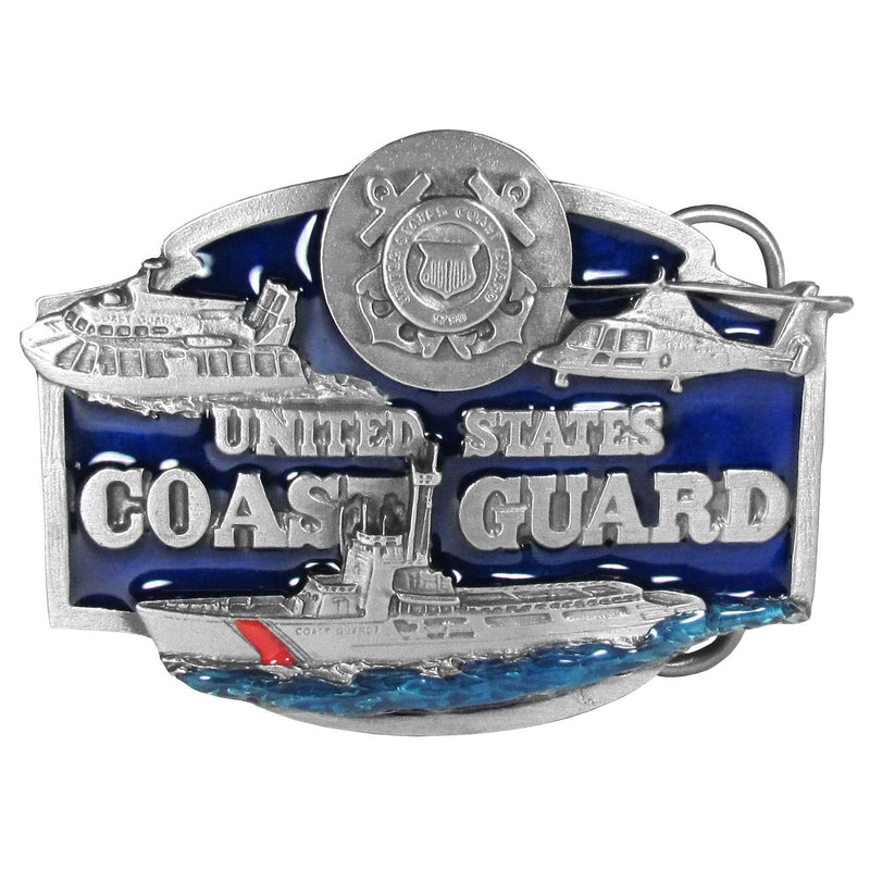 Sports Accessories - US Coast Guard Enameled Belt Buckle-Jewelry & Accessories,Buckles,Enameled Buckles,-JadeMoghul Inc.