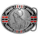 Sports Accessories - Wolf Enameled Belt Buckle-Jewelry & Accessories,Buckles,Enameled Buckles,-JadeMoghul Inc.