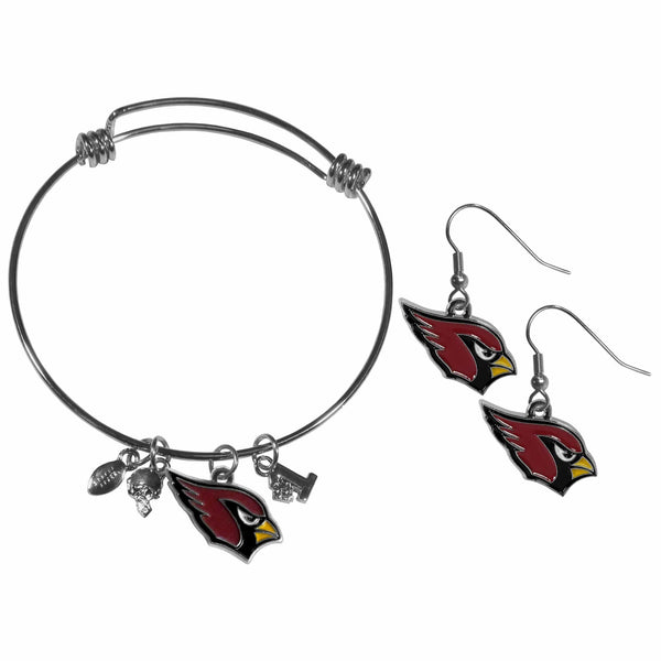 Sports Jewelry & Accessories NFL - Arizona Cardinals Dangle Earrings and Charm Bangle Bracelet Set JM Sports-7