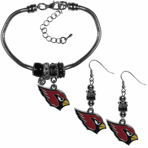 Sports Jewelry & Accessories NFL - Arizona Cardinals Euro Bead Earrings and Bracelet Set JM Sports-7
