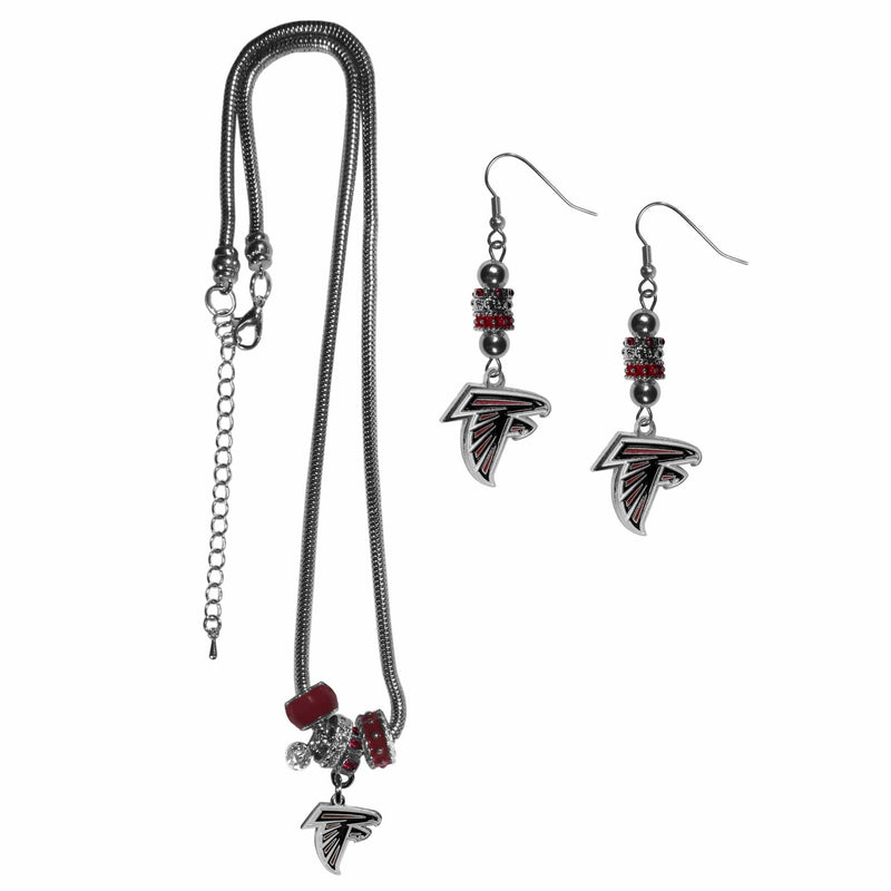 Sports Jewelry & Accessories NFL - Atlanta Falcons Euro Bead Earrings and Necklace Set JM Sports-7