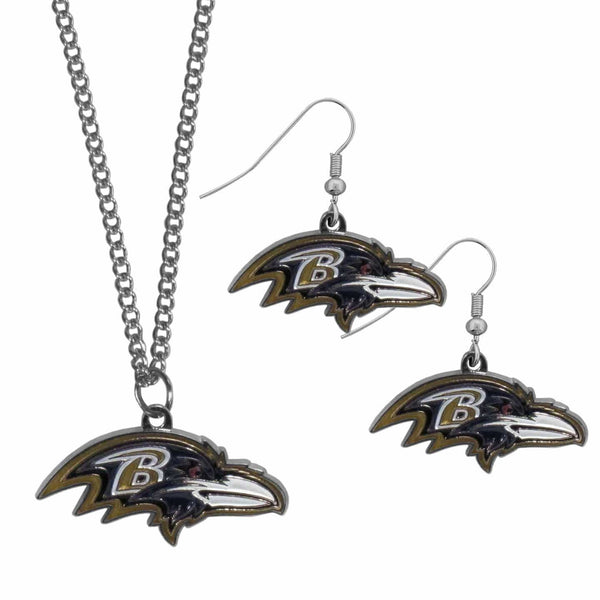 Sports Jewelry & Accessories NFL - Baltimore Ravens Dangle Earrings and Chain Necklace Set JM Sports-7