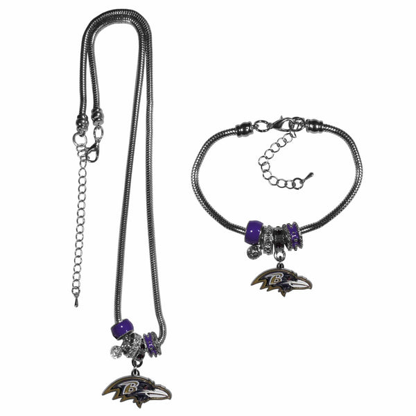 Sports Jewelry & Accessories NFL - Baltimore Ravens Euro Bead Necklace and Bracelet Set JM Sports-7