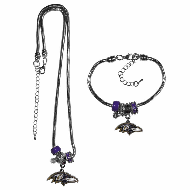 Sports Jewelry & Accessories NFL - Baltimore Ravens Euro Bead Necklace and Bracelet Set JM Sports-7
