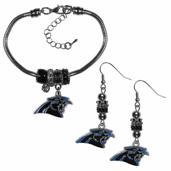 Sports Jewelry & Accessories NFL - Carolina Panthers Euro Bead Earrings and Bracelet Set JM Sports-7