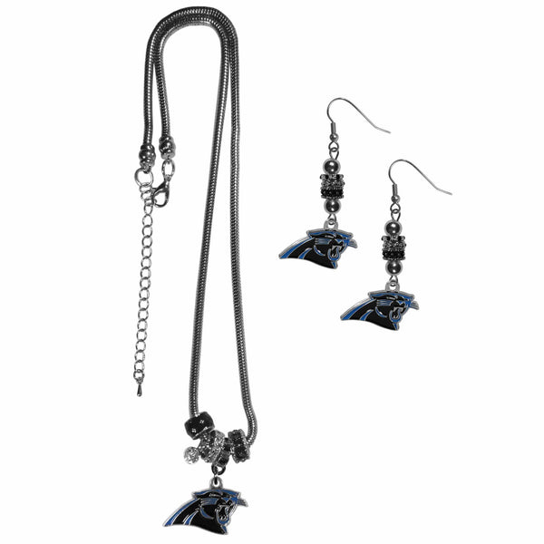 Sports Jewelry & Accessories NFL - Carolina Panthers Euro Bead Earrings and Necklace Set JM Sports-7