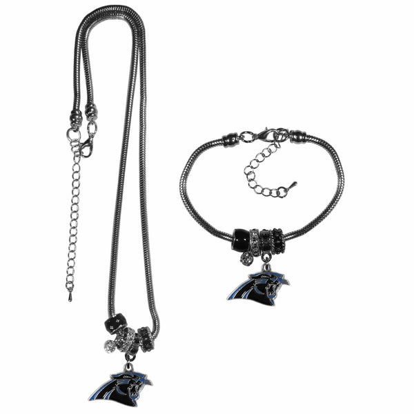 Sports Jewelry & Accessories NFL - Carolina Panthers Euro Bead Necklace and Bracelet Set JM Sports-7