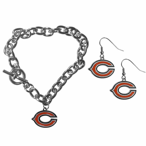 Sports Jewelry & Accessories NFL - Chicago Bears Chain Bracelet and Dangle Earring Set JM Sports-7
