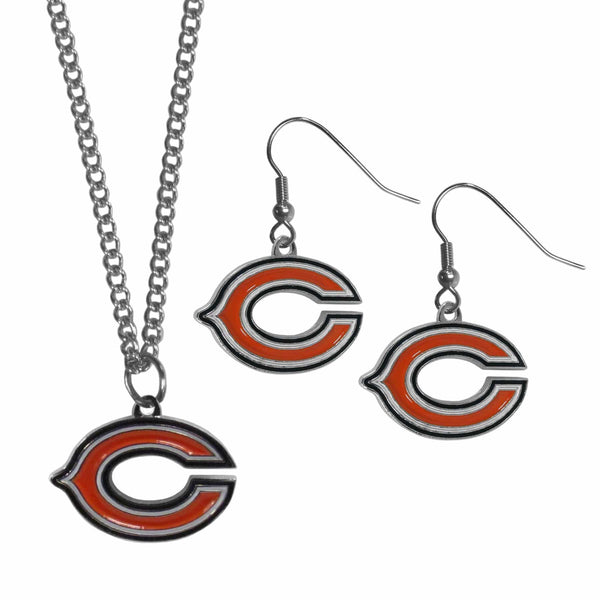 Sports Jewelry & Accessories NFL - Chicago Bears Dangle Earrings and Chain Necklace Set JM Sports-7