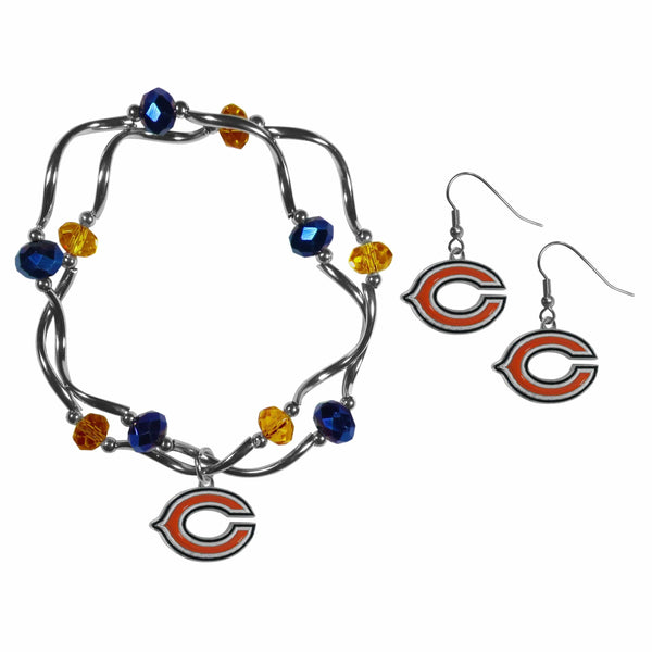 Sports Jewelry & Accessories NFL - Chicago Bears Dangle Earrings and Crystal Bead Bracelet Set JM Sports-7