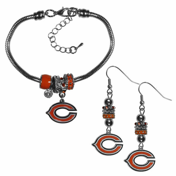 Sports Jewelry & Accessories NFL - Chicago Bears Euro Bead Earrings and Bracelet Set JM Sports-7