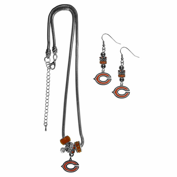 Sports Jewelry & Accessories NFL - Chicago Bears Euro Bead Earrings and Necklace Set JM Sports-7