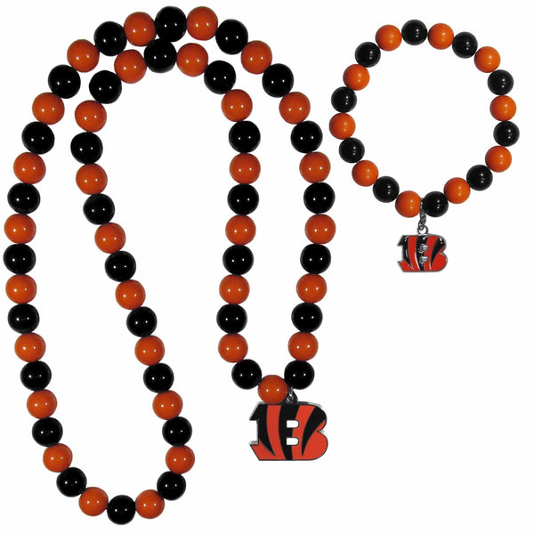 Sports Jewelry & Accessories NFL - Cincinnati Bengals Fan Bead Necklace and Bracelet Set JM Sports-7