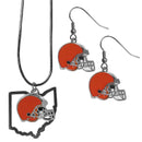 Sports Jewelry & Accessories NFL - Cleveland Browns Dangle Earrings and State Necklace Set JM Sports-7