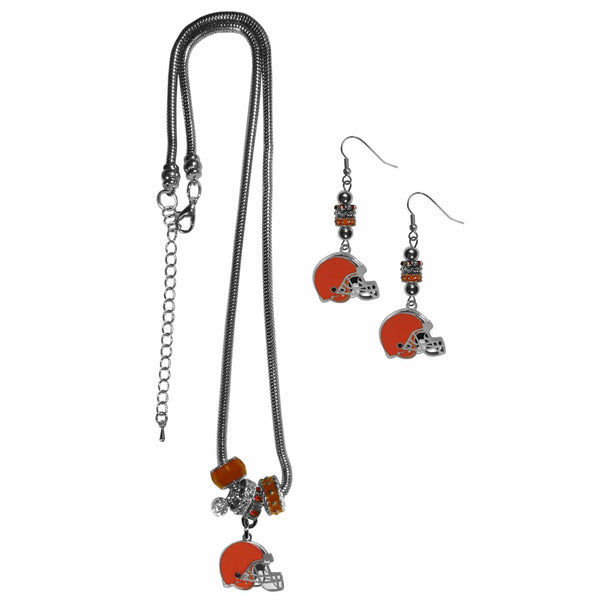 Sports Jewelry & Accessories NFL - Cleveland Browns Euro Bead Earrings and Necklace Set JM Sports-7