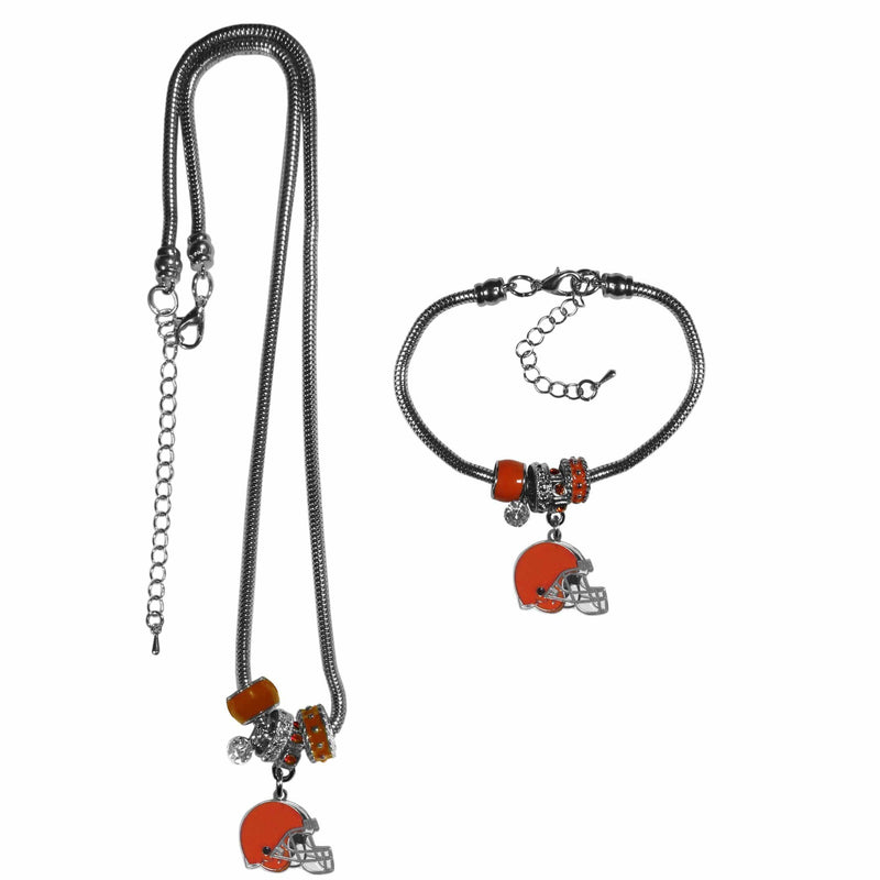 Sports Jewelry & Accessories NFL - Cleveland Browns Euro Bead Necklace and Bracelet Set JM Sports-7