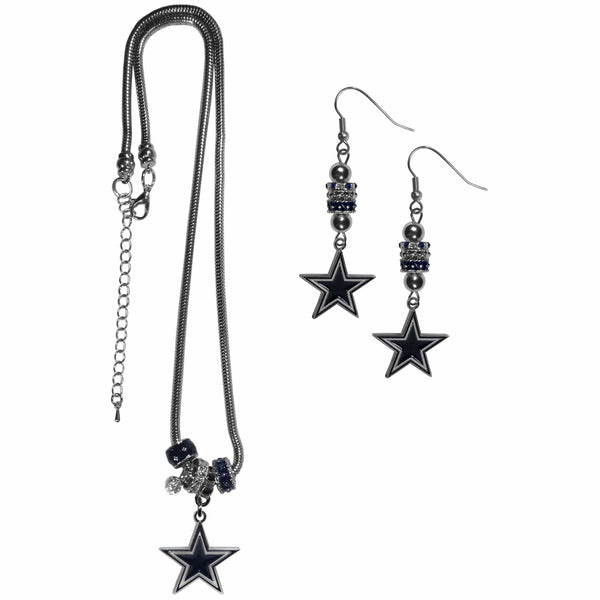 Sports Jewelry & Accessories NFL - Dallas Cowboys Euro Bead Earrings and Necklace Set JM Sports-7