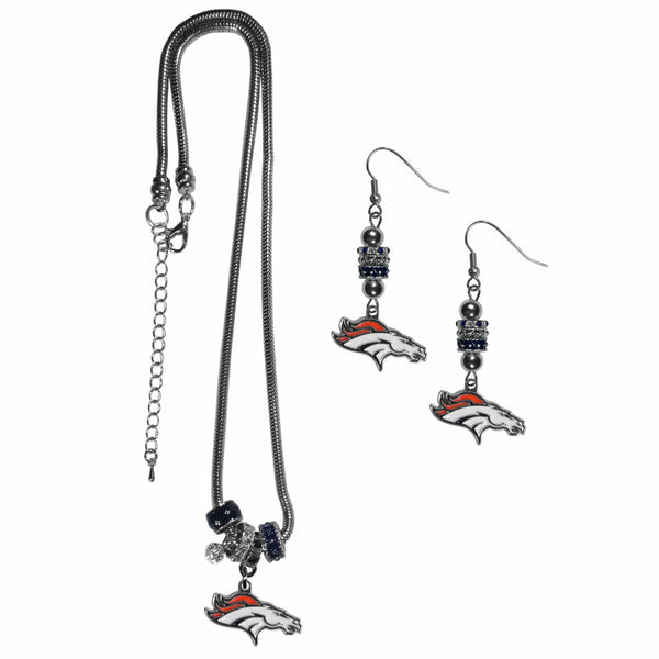 Sports Jewelry & Accessories NFL - Denver Broncos Euro Bead Earrings and Necklace Set JM Sports-7