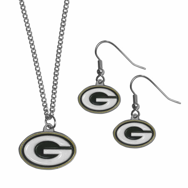 Sports Jewelry & Accessories NFL - Green Bay Packers Dangle Earrings and Chain Necklace Set JM Sports-7