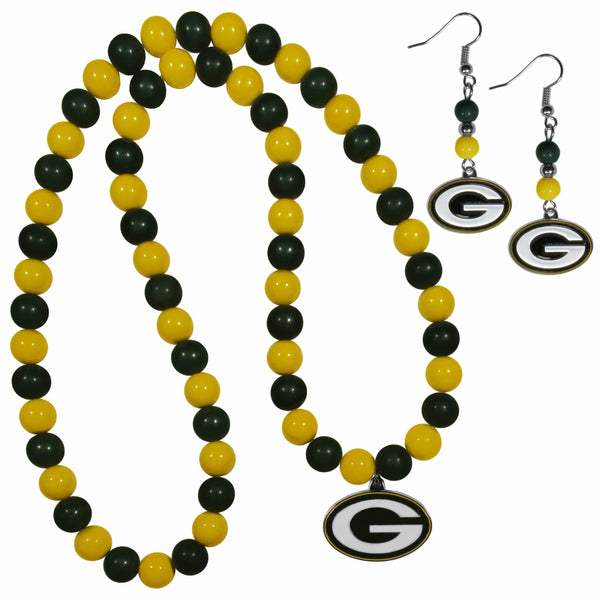 Sports Jewelry & Accessories NFL - Green Bay Packers Fan Bead Earrings and Necklace Set JM Sports-7