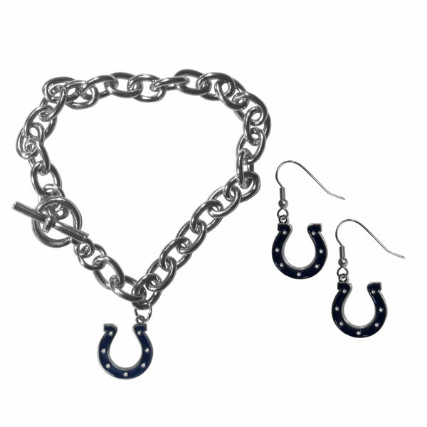 Sports Jewelry & Accessories NFL - Indianapolis Colts Chain Bracelet and Dangle Earring Set JM Sports-7