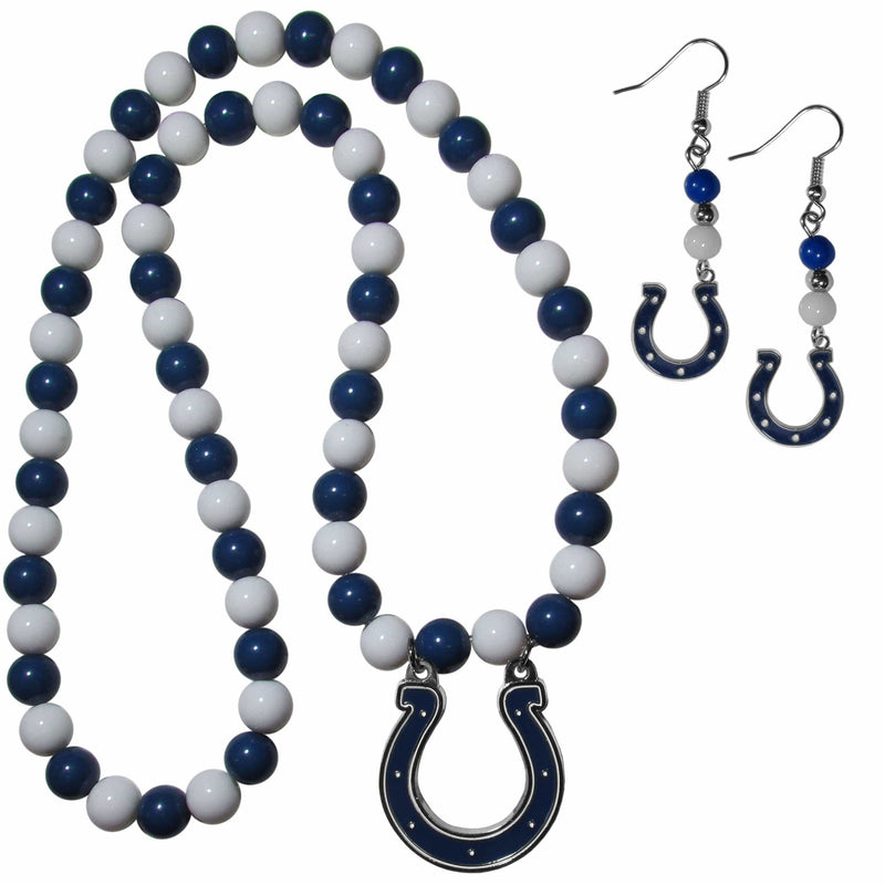 Sports Jewelry & Accessories NFL - Indianapolis Colts Fan Bead Earrings and Necklace Set JM Sports-7