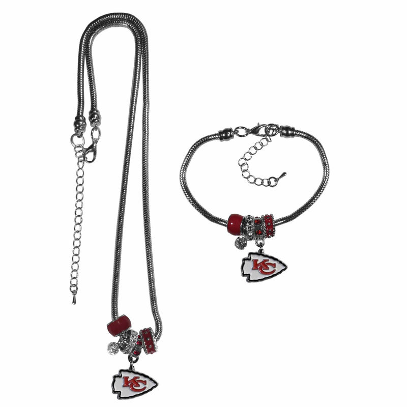 Sports Jewelry & Accessories NFL - Kansas City Chiefs Euro Bead Necklace and Bracelet Set JM Sports-7