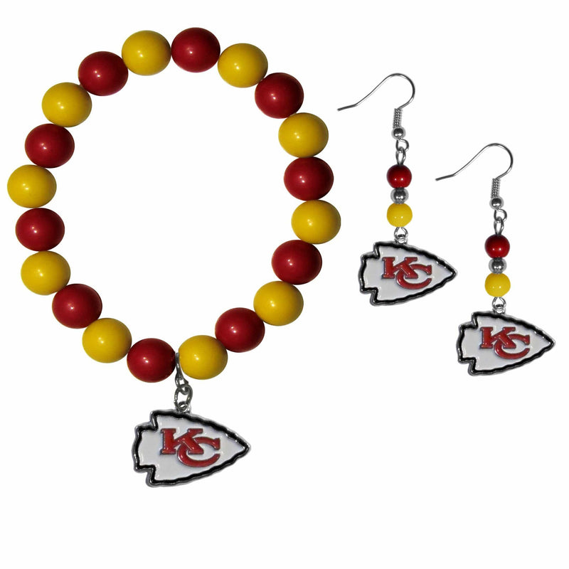 Sports Jewelry & Accessories NFL - Kansas City Chiefs Fan Bead Earrings and Bracelet Set JM Sports-7