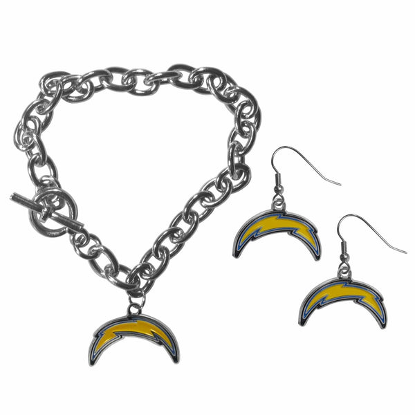 Sports Jewelry & Accessories NFL - Los Angeles Chargers Chain Bracelet and Dangle Earring Set JM Sports-7