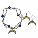 Sports Jewelry & Accessories NFL - Los Angeles Chargers Dangle Earrings and Crystal Bead Bracelet Set JM Sports-7